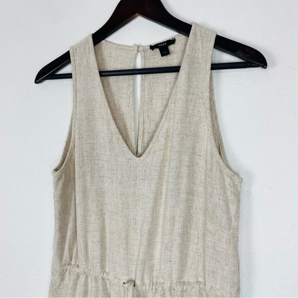 DREW For Anthropologie Oat Tan Linen Blend Jumpsuit Small - Picture 3 of 13